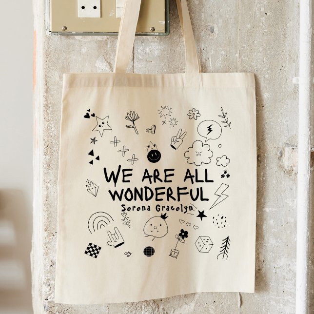 Tote Bolsa Personalizada Preta Coquette de Doodle Tudo  (Criador carregado)