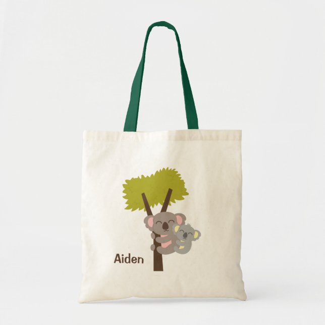 Tote Bolsa Personalizada Urso Coala Bebê Fofo e Mamãe (Frente)