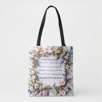 Tote Bolsa personalizado inspiracional com flores silve