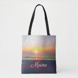 Tote Bolsa personalizável de Beach Sunrise Maine