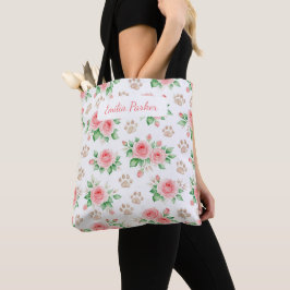 Tote Bolsa Personalizável de Rosa em Aquarela e Impress
