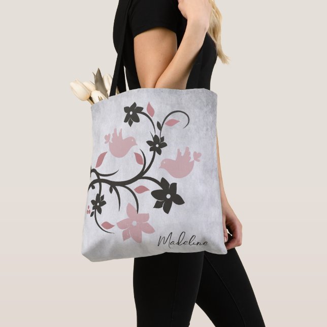 Tote Bolsa Pink Lovebird (Close Up)