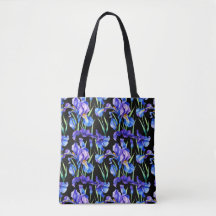 Bolsa Preta Chic de Íris em Aquarela