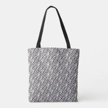 bolsa preta e branca com listras de zebra pequenas