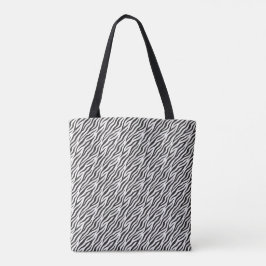 Tote bolsa preta e branca com listras de zebra pequenas