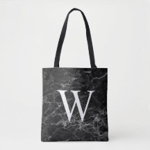 Bolsa Preta Mármore com Monograma Inicial