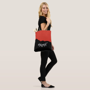 Tote Bolsa preta moderna e elegante com monograma em la