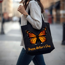 Tote Bolsa Preta Personalizada Borboleta Monarca