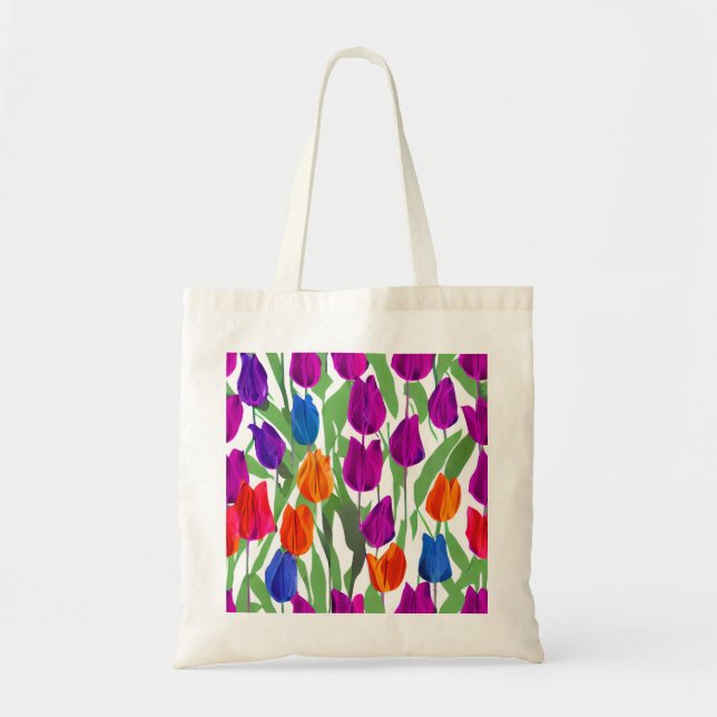 Tote Bolsa Primavera de Tulipas Brilhante (Frente)