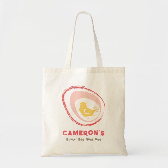 Tote Bolsa Retro Amarela Frango Chic Fofa Caça aos Ovos (Frente)