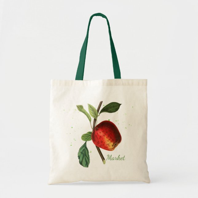 Tote Bolsa Reutilizável da Apple Vermelha (Frente)