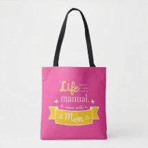 Bolsa Rosa com uma Citação para a Mamãe