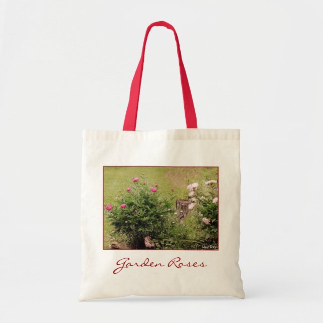 Tote Bolsa Rosa de Canvas de orçamento de de jardim (Frente)