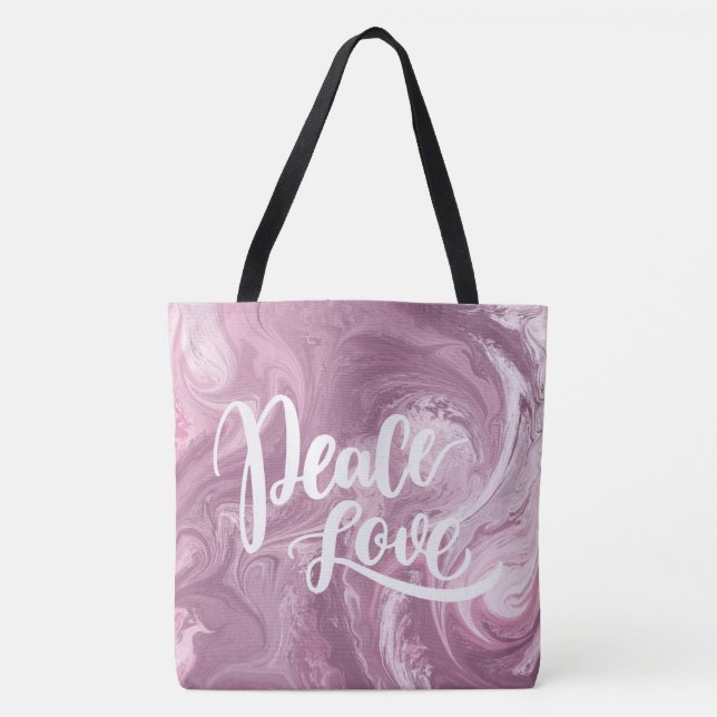 Tote Bolsa Rosa Marble Peace Love (Frente)