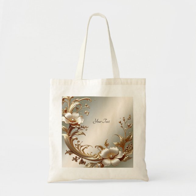 Tote Bolsa Totê Floral Dourada (Frente)