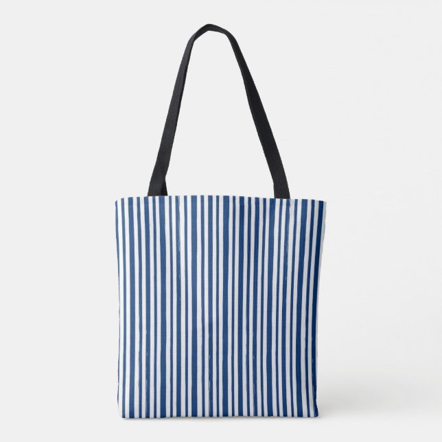 Tote Bolsa Tote, Listra Azul e Branco Vertical e Resist (Verso)