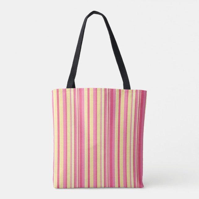 Tote Bolsa Tote, Listra Vertical Amarela e Rosa (Verso)