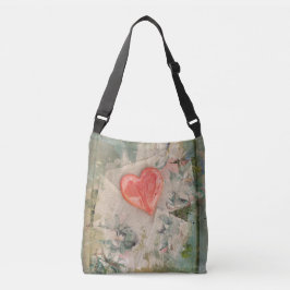 Tote Bolsa transversal com coração nas flores