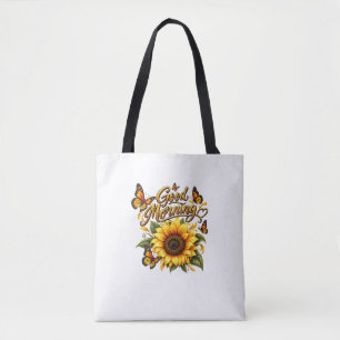 Tote Bolsa transversal de girassol vintage e borboletas