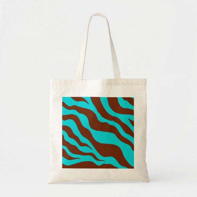 Tote Bolsa Turquesa com Estampa de Zebra (Frente)