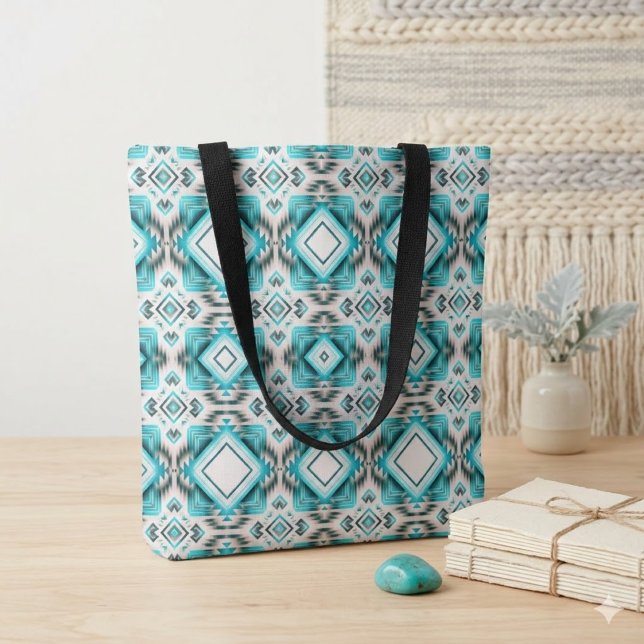 Tote Bolsa Turquesa Cruzamento do Deserto (Criador carregado)