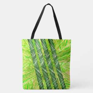 Tote Bolsa verde amarelado riscos e traços 'bambu'