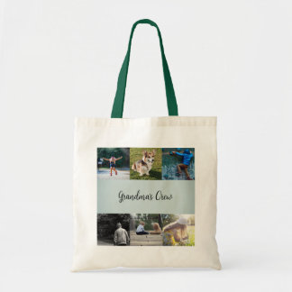 Tote Bolsa Verde com 6 Fotografias Personalizadas da Vo
