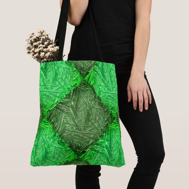 Tote Bolsa verde falsa grama ou folhas coqueiro (Close Up)