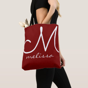 Tote Bolsa Vermelha Grande com Nome e Inicial