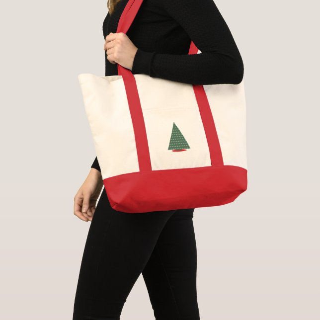 Tote Bolsa Vermelha Verde Saco de Natal Árvore de Natal (Frente (produto))
