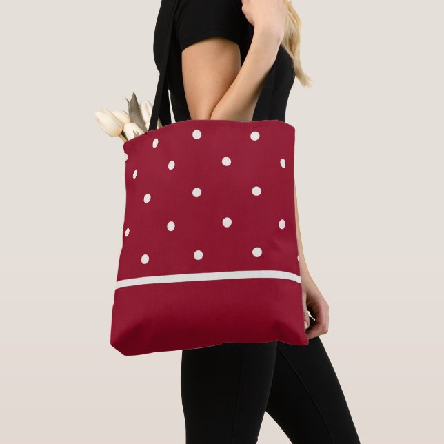 Tote Bolsa vermelho com pontos cream - Perfeito para fe (Close Up)