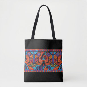 Tote Bolsa Vibrante Espiritual Tribal de Gatos – Huicho
