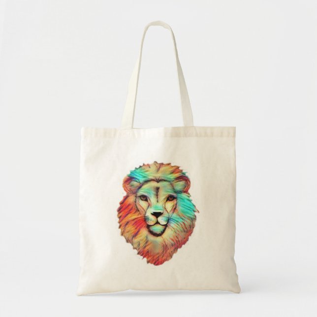 Tote Bolsa Vívida de Cabeça de Leão (Frente)