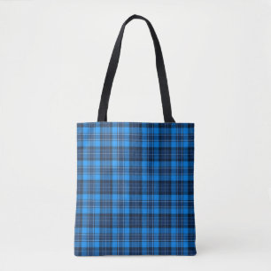 Tote Bolsa Xadrez de Tartan azul