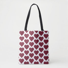 Tote Bolsa Xadrez Vermelho Escuro Burgundy em Formato d