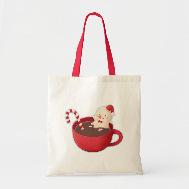 Tote Bonito Snowman Cozy na Bolsa de Natal com Cacau Qu (Frente)