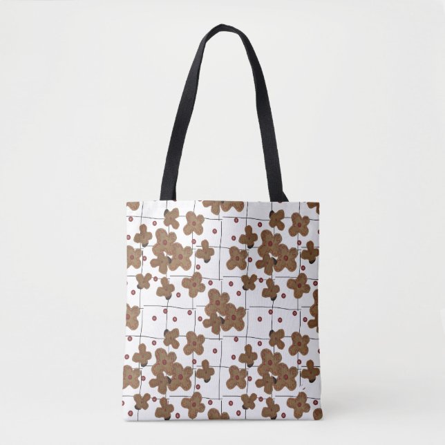 Tote Botões vermelhos Flores de papel castanho Bolsa (Frente)