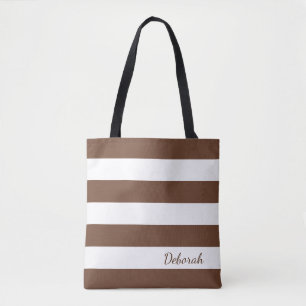 Tote Brown personalizado e o bolsa listrado branco