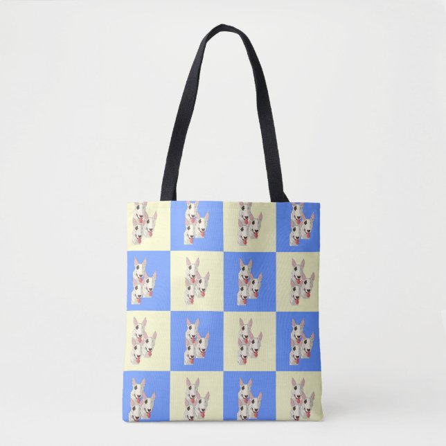 Tote Bull Terrier Checkered Bolsa (Frente)