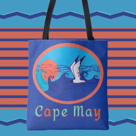 Tote Cabo May NJ Seagull Ocean Waves e Sun Large Bolsa
