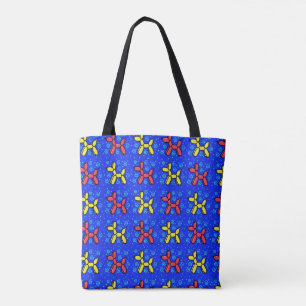 Tote Cães Balões Bolsa em Azul, Vermelho, Amarelo e T