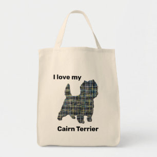 Tote Cairn Terrier Dog Yellow & Black Grid Line Bolsa