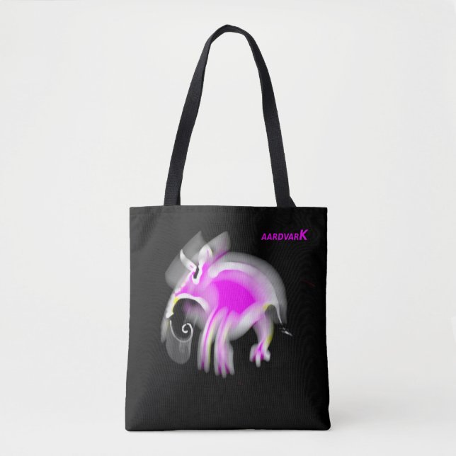 Tote Cartoon cor-de-rosa Jazzy Aardvark Bolsa Shopping  (Frente)
