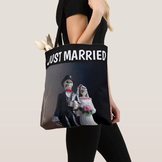 TOTE CASAL DE ESQUELETOS RECÉM-CASADOS BOLSA TOTÊ DE NO (Close Up)