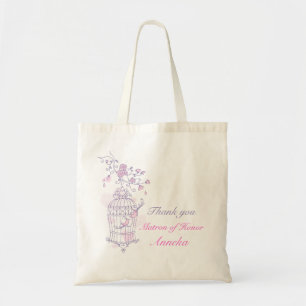 Tote Casamento de pássaros roxos rosa, bolsa de Matron