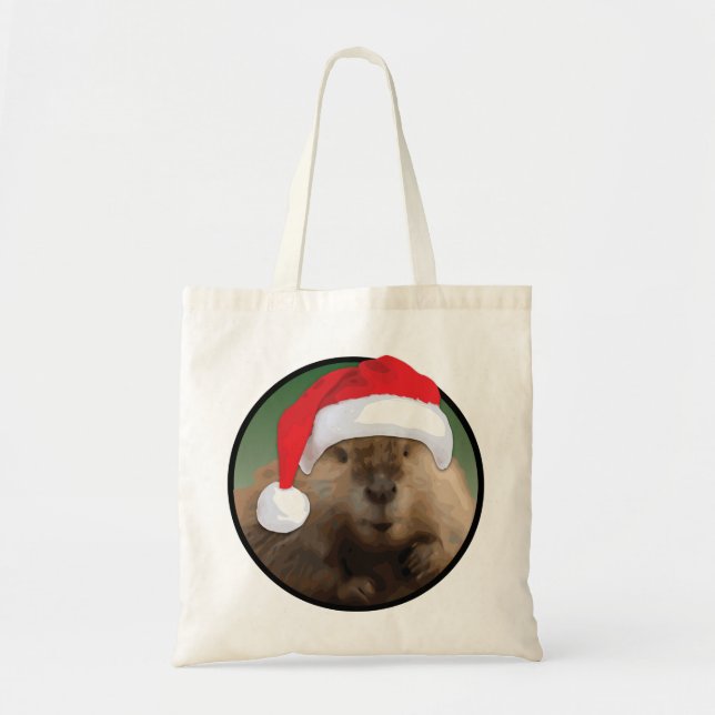 Tote Castor de Natal - Bolsa de Orçamento (Frente)