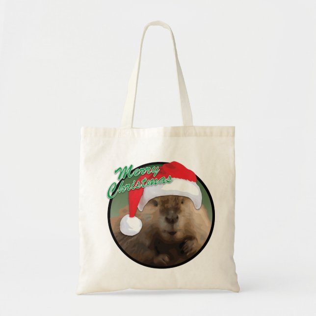 Tote Castor de Natal - Bolsa de Orçamento (Frente)