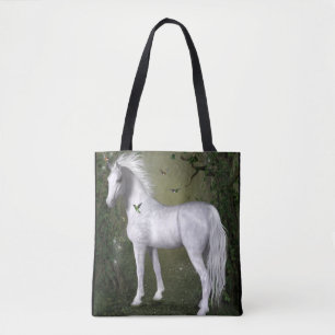 Tote Cavalo Branco na Floresta com Bolsa