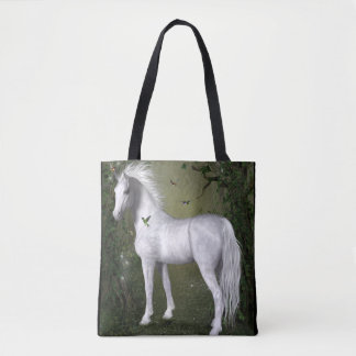 Tote Cavalo Branco na Floresta com Bolsa