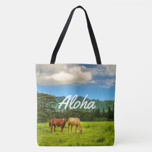 Tote Cavalos havaianos em Dusk Kauai, Bolsa de praia ha